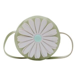 Crossbody. Light green. White daisy. Vegan leather